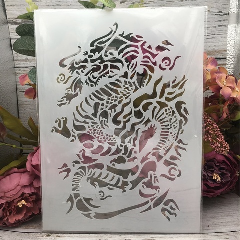 1Pcs A4 29cm Dragon Magic DIY Layering Stencils Wall Painting Scrapbook Coloring Embossing Album Decorative Template ► Photo 1/1