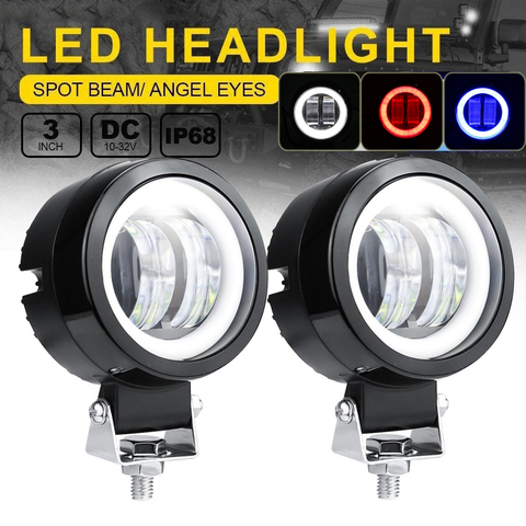 3INCH 20W Motorcycle LED Angel Eye Work Light Bar Spot Lamp Offroad Car Boat Truck SUV Pickup 12V 24V Driving Fog Lamp Headlight ► Photo 1/6