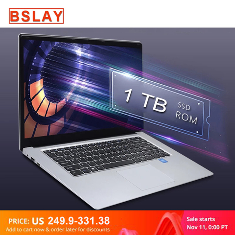 Laptop 15.6 inch 8G RAM 128G 256G 512G 1TB SSD ROM Notebook Computer intel Core Quad Windows 10 Ultrabook For Students Office ► Photo 1/6