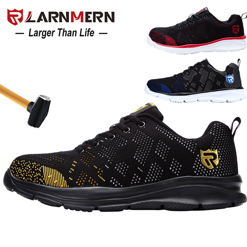 LARNMERN Mens Steel Toe Safety Work Shoes Lightweight Breathable Anti-smashing Anti-puncture Reflective Casual Sneaker ► Photo 1/6
