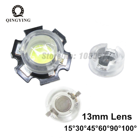 100pcs 13mm mini LED Lens 1W 3W 5W 15 30 45 60 90 100 Degree Needn't Holder for IR CCTV Optical LED PCB Convex Lenses ► Photo 1/4