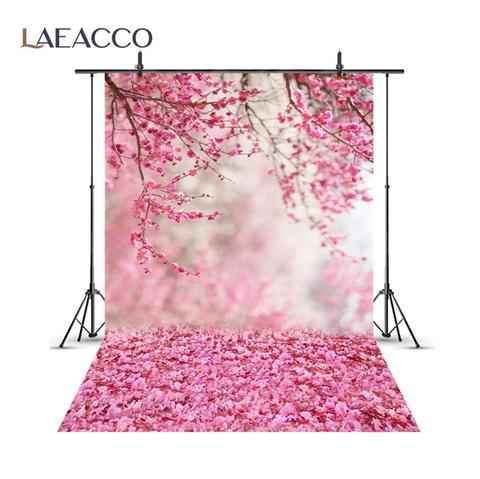 Laeacco Pink Spring Blossom Flowers Petal Branch Love Party Newborn Baby Portrait Photo Backgrounds Photo Backdrops Photo Studio ► Photo 1/6