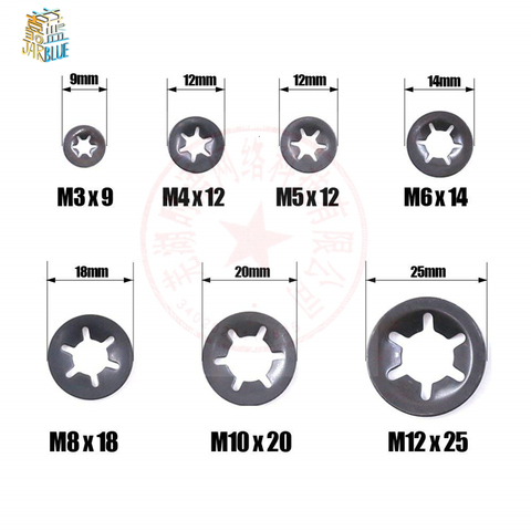 65Mn M3 M4 M5 M6 M8M10 Tooth Starlock Push On Locking Washers Speed Clips Fasteners Assortment Kit Quick Speed Locking Washers ► Photo 1/3