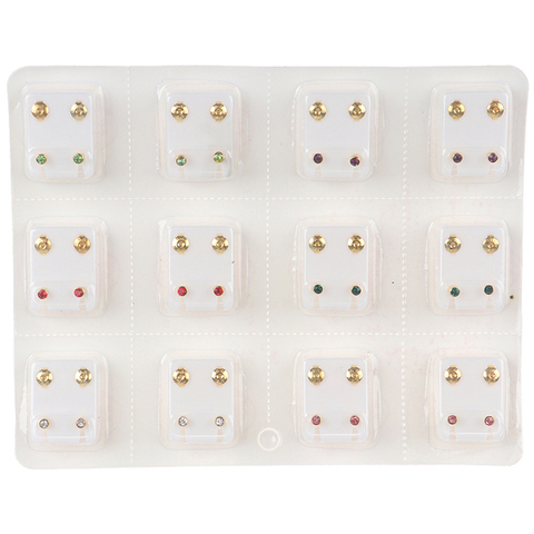 24pcs=12Pairs Surgical Steel Ear Studs Earrings Set Medical Earrings Piercing Tool Kits Women Jewelry Piercing Stud Earring ► Photo 1/4
