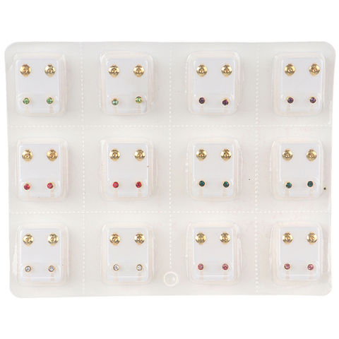 24pcs=12Pairs Surgical Steel Ear Studs Earrings Set Medical Earrings Piercing Tool Kits Women Jewelry Piercing Stud Earring ► Photo 1/4