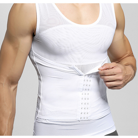 Body Shaper Men Waist Trainer Tank Tops Tummy Slimming Belt Corset Waist Cincher Girdle Vest Undershirt ► Photo 1/6