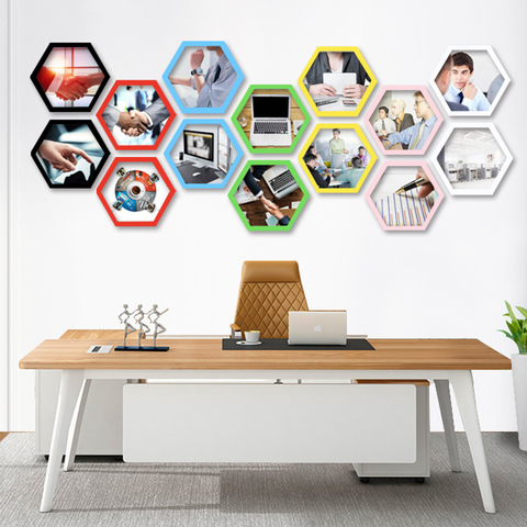 Creative Hexagon Photo Frame Polygon Culture Photo Wall Living Room Company School Decoration Round Rhombus Combination ► Photo 1/6