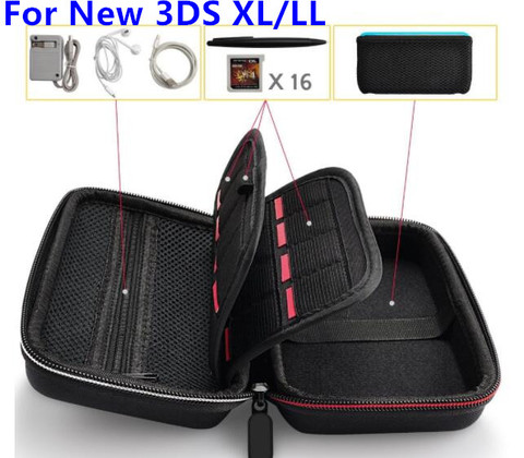 For Nintend NEW 3DS LL/XL Large Hard Pouch Carrying Travel Shell Case Bag Pocket W/ Game Cartridge Case Holder Fit Wall Charger ► Photo 1/5