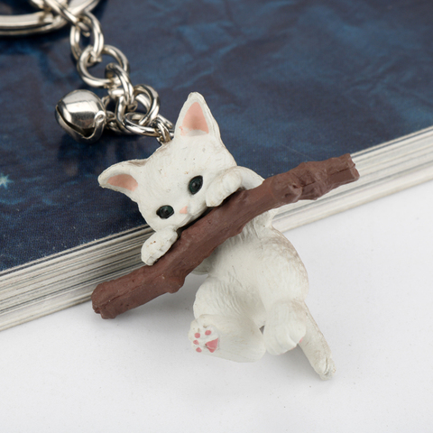 Animal Cat Bite Branch Play Keychain Cute Litter Cat Pendant Key Rings Women Bag Hanging Key Decoration ► Photo 1/6