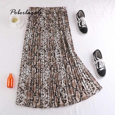 Autumn winter women vintage elegant leopard skirt 2022 Women Snake print high waist pleated skirts womens Casual skirts female ► Photo 1/6