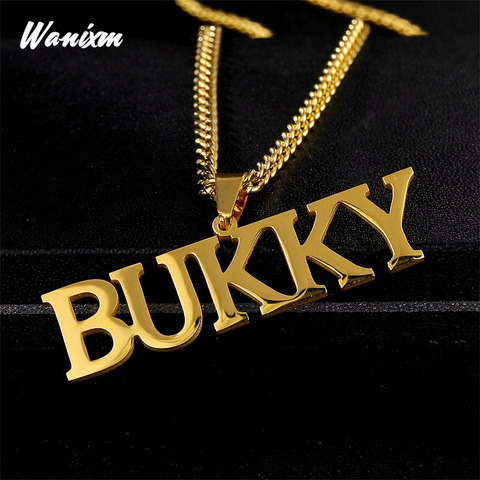 Customized Name Necklaces Pendants for Men Women Personalized Custom Gold 3mm Cuban Chain Stainless Steel Nameplate Jewelry ► Photo 1/6