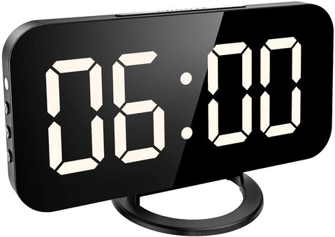 ORIA Digital Alarm Clock LED Mirror Alarm Clock Large Display LED Clock Snooze Dual USB Charging Ports 3 Adjustable Brightness ► Photo 1/6