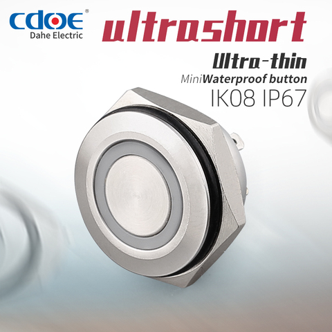 New type small travel 12mm Mirco-Stroke Metal mini Short Body Push Button Switch  12V LED Illuminated ► Photo 1/6