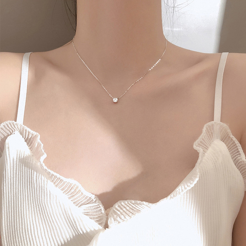 Trendy 925 Sterling Silver O-Chain Necklace 0.3cm/0.4cm/0.5cm Zircon Necklace For Women Gift Summer Fashion Jewelry NK033 ► Photo 1/6