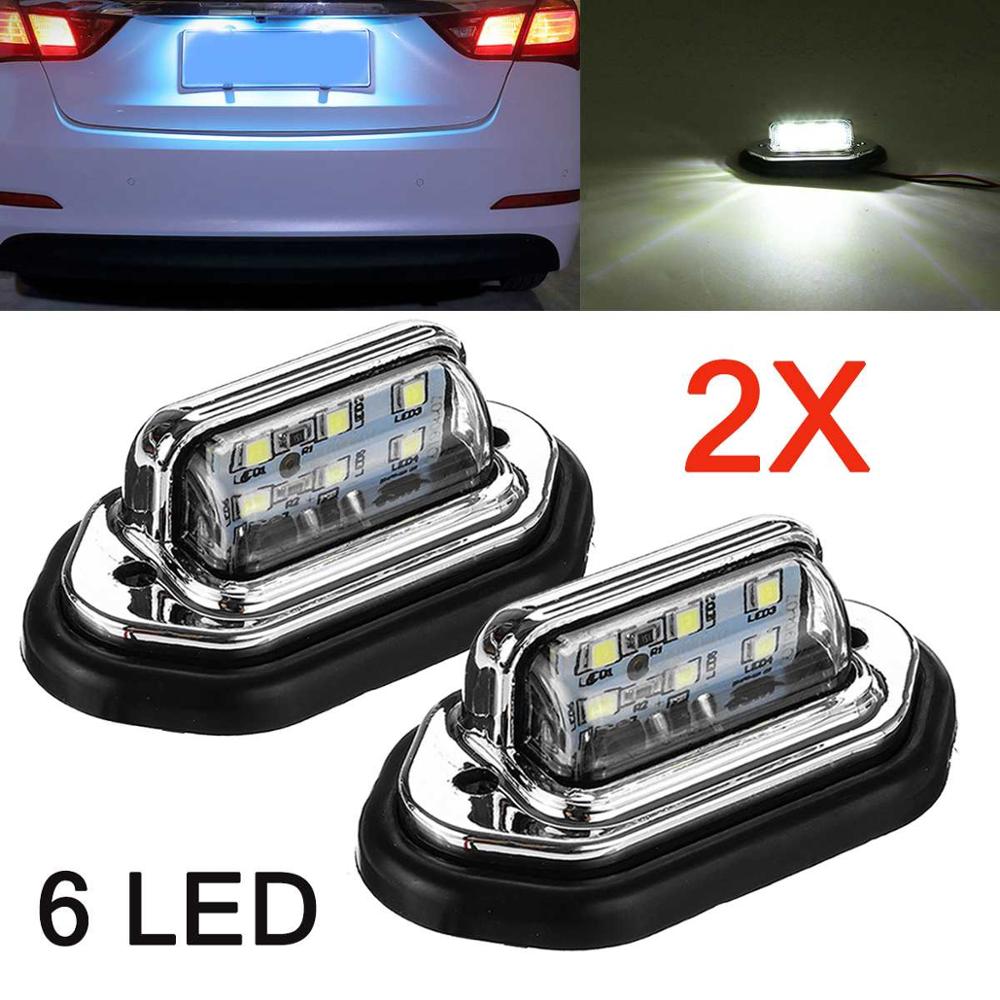 Silver 4 Pieces 12V 6 LED License Plate Light Waterproof License Plate Lamp Taillight for Truck SUV Trailer Van RV Trucks and Boats License Tags 
