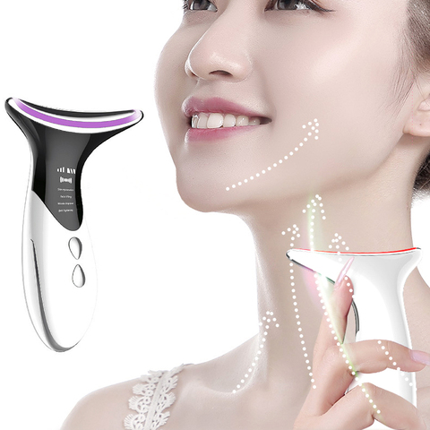 LED Photon Heat Therapy Face Lift Devices Facial Vibration Massager Beauty Machine Anti Wrinkle Double Chin Skin EMS Tightening ► Photo 1/1