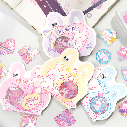 Kawaii Cute Rabbit Sticky Scrapbooking Journal Girls Decorative Label  Sticker Book