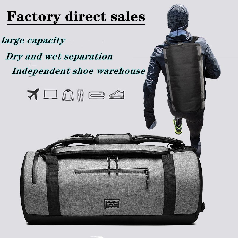 Bag With Compartment For Shoes Travel Bag Dry And Wet Separation Large Capacity Gray 