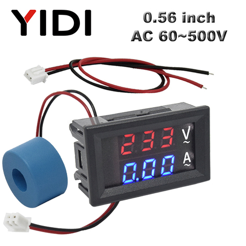 0.56'' Digital LCD Voltmeter Ammeter AC 60-500V 10A 50A 220V Voltage Current Meter Tester Detector Current Transformer ► Photo 1/6
