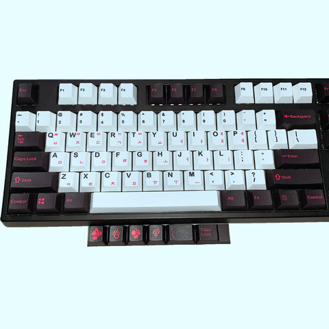 1 set Black white PBT 5 sides dye sublimation key cap Russian Japanese Korean keycaps for MX switch mechanical keyboard ► Photo 1/5