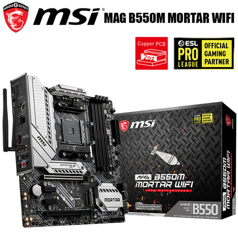 New MSI MAG B550M MORTAR WIFI Motherboard Socket AM4 AMD B550 B550M DDR4 M.2 SATA3 USB3.2 HDMI 128GB Desktop MSI B550 Mainboard ► Photo 1/6