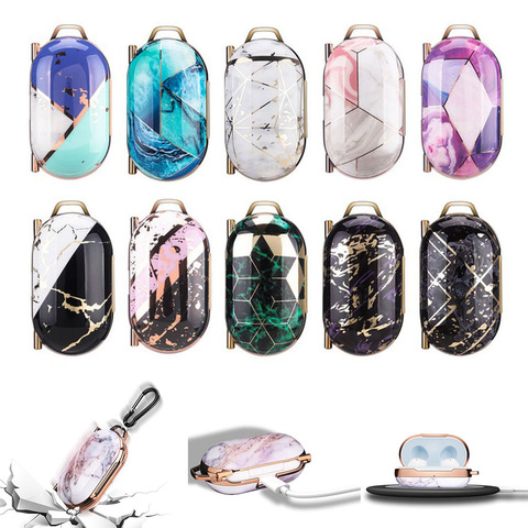 Electroplated Marble Earphone Case For Samsung Galaxy Buds Colorful Hard PC Wireless Bluetooth Headset Protector Cover with hook ► Photo 1/6