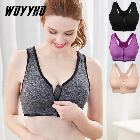 Plue Size Sport Bra Woman,Front Zipper Push Up Sports Bras Top,Shockproof  Running Workout Bra,Padded Wirefree Fitness Bra XL XXL - Price history &  Review, AliExpress Seller - WOYYHO Outdoors Store
