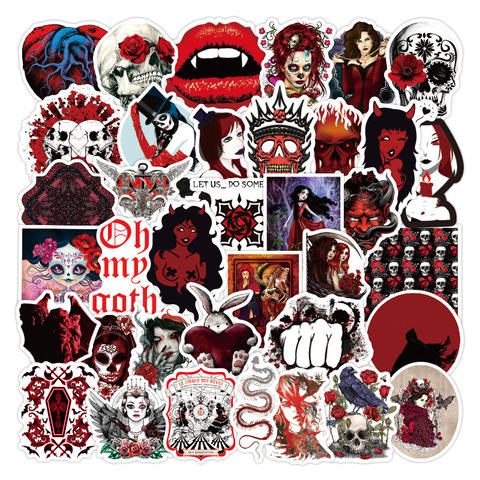 50PCS Red Style Gothic Stickers Skull Horror Skateboard Fridge Guitar Laptop Motorcycle Luggage Classic Toy Kids Decal Stickers ► Photo 1/6