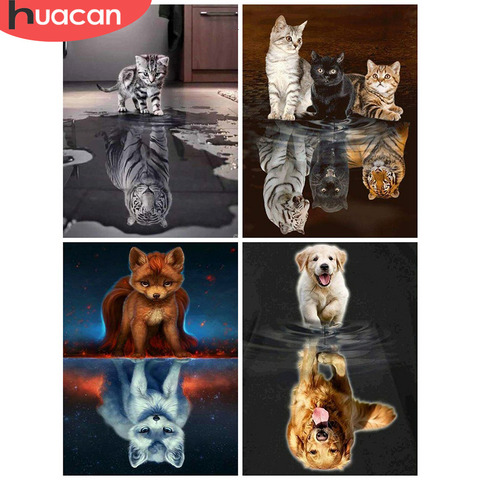 HUACAN Diamond Painting Cat Animal 5D DIY Mosaic Diamond Embroidery Tiger Full Square/Round Decor Home Picture Of Rhinestone ► Photo 1/6