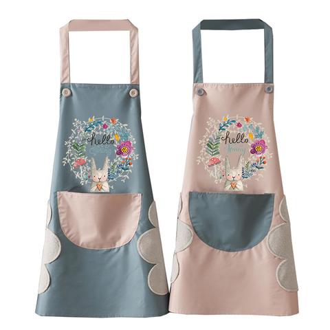 1Pcs Kitchen Wipeable Waterproof Oil-Proof Cartoon Wreath Rabbit Kitchen Nail Shop Apron for Women Baking Accessories 90*70cm ► Photo 1/6