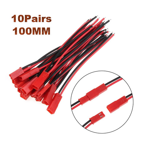 10Set 100mm Male Female Connector JST Plug Cable For RC BEC Battery Helicopter DIY FPV Drone 2 Pin Connectors Terminals ► Photo 1/6