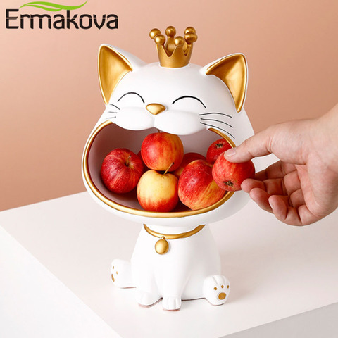 ERMAKOVA Lucky Cat Statue Sculpture Table Decoration Miniature Figurine Sundries Storage Box Modern Living Room Desk Home Decor ► Photo 1/6