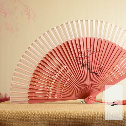 Vintage Bamboo Folding Hand Fan Japanese Lady Silk Dance Fan Abanicos Para Boda Christmas Party Wedding Gifts Abanico De Mano ► Photo 1/5