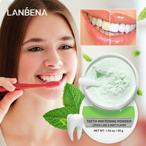 LANBENA Teeth Whitening Powder Tangy Lemon Lime Hygiene Dental Tooth Cleaning Remove Tartar Safe Protect Bright Teeth Oral Care ► Photo 1/6