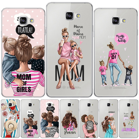 Black Brown Hair Baby Mom Girl Queen Silicon Cover For Samsung Galaxy A3 A5 A7 2016 2017 A9 A6 A8 Plus A7 2022 A50 Soft TPU Case ► Photo 1/6