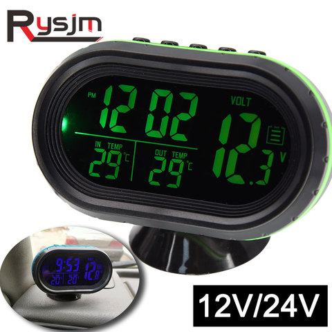 4 IN 1 Digital Voltmeter 12V 24V Multi-function Car Temperature Clock Auto Thermometer Electronic Clock Car Night Light Clock ► Photo 1/6