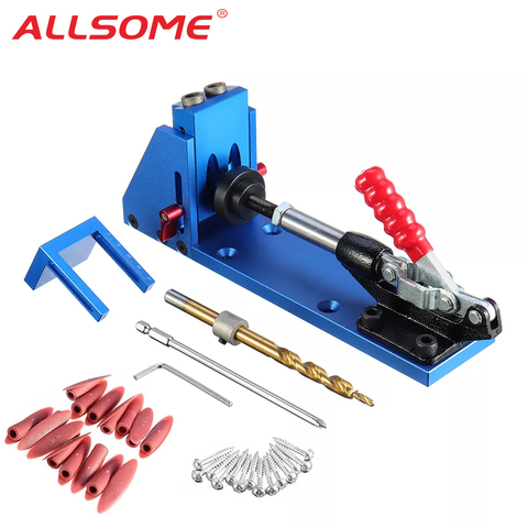 ALLSOME Wood Working Tool Pocket Hole Jig with Toggle Clamp and 9.5mm Drill Bit PH1 Screwdriver For Carpenter Hardware ► Photo 1/6