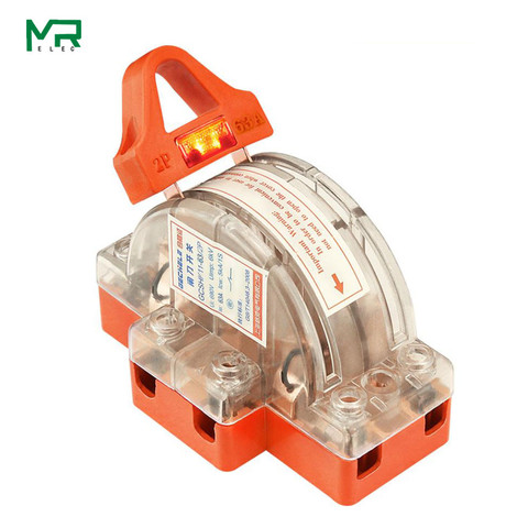 high-quality 1PSC /32A/63A/100A  2P Transparent with lamp Two Pole Double Throw Knife Disconnect Switch ► Photo 1/6
