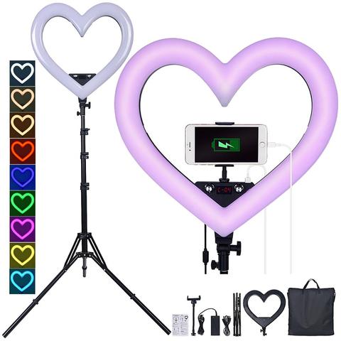 fosoto RGB Hearted-shape Photographic Light LED Lighting 3200K-5600K Lamp With USB Port Tripod For Phone Camera Makeup Studio ► Photo 1/6