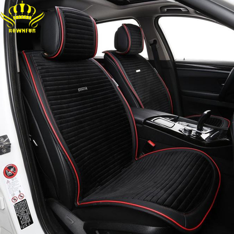 Plush fur Striped universal car seat cushion with Leather edge car seat cover FIt for most cars warm winter car interiors ► Photo 1/5