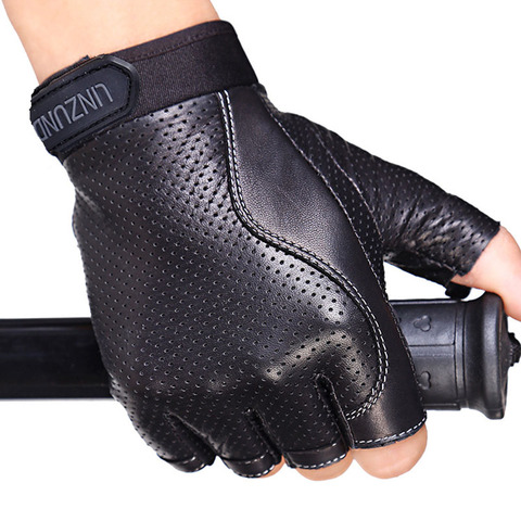 Leather Half Finger Gloves Imitation Leather Outdoor Fitness Fingerless Driving Driver Slip Performance A78 ► Photo 1/5