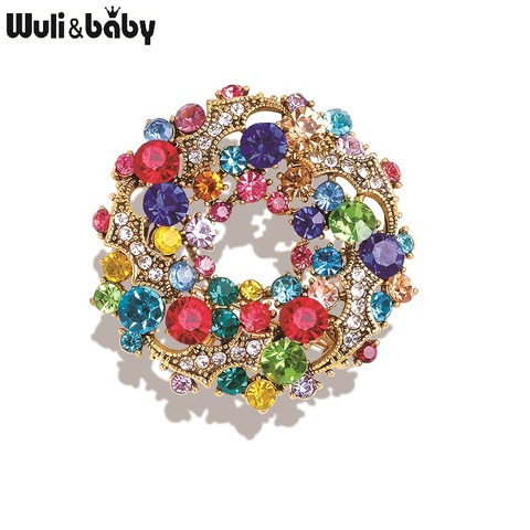 Wuli&baby Classic Rhinestone Round Flower Brooches For Women Weddings Banquet Office Brooch Pins Gifts ► Photo 1/6