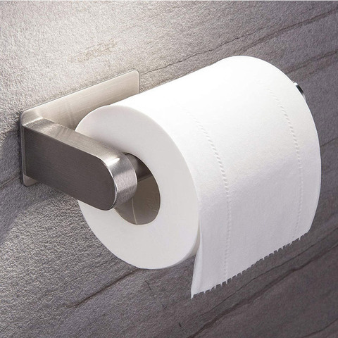 Stainless Steel Wall Toilet Paper Roll Holder Black Silver Self Adhesive Toilet Paper Holder for Bathroom Stick Wall Towel Rack ► Photo 1/6
