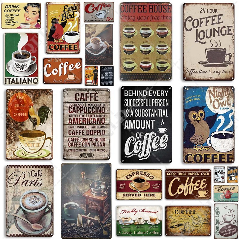 Metal Tin Sign classis italian coffee Bar  Home Vintage Retro Poster Cafe ART 