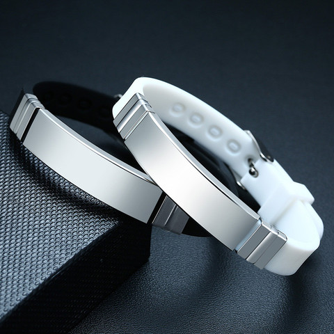 ZORCVENS 2022 New Black and White Silicone Bracelet for Men Women Stainless Steel Unisex Jewelry ► Photo 1/6