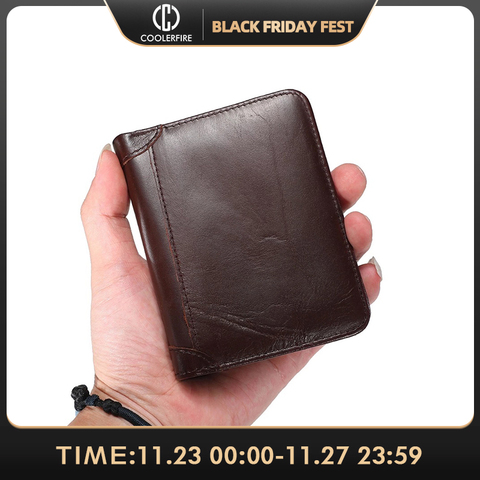 Purse For Men Genuine Leather Men's Wallets Thin Male Wallet Card Holder Cowskin Soft Mini Purses  PJ001 ► Photo 1/6