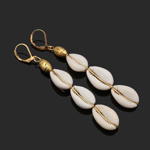 Bohemian Natural Cowrie Shell Pendant Drop Earrings Women Beach Fashion Jewelry ► Photo 1/6