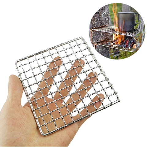 Camping Grill Grate 304 Stainless Steel Mesh Grill Bushcraft Grill Camping Grate For Fire Cooking BBQ Backpacking Campfire Rated ► Photo 1/6