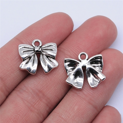 WYSIWYG 10pcs 17x16mm Antique Silver Color Bowknot Charms Pendant For Jewelry Making DIY Jewelry Findings ► Photo 1/2