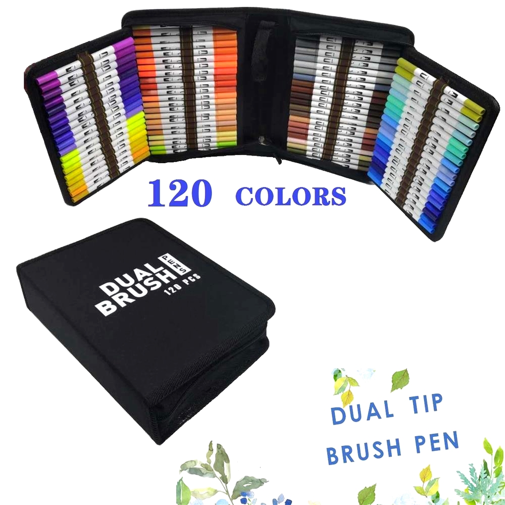 12/60//100/120PCS Dual Tip Brush Marker Pen Fine Liner Watercolor Art Markers  For Coloring Drawing Painting sketching markers